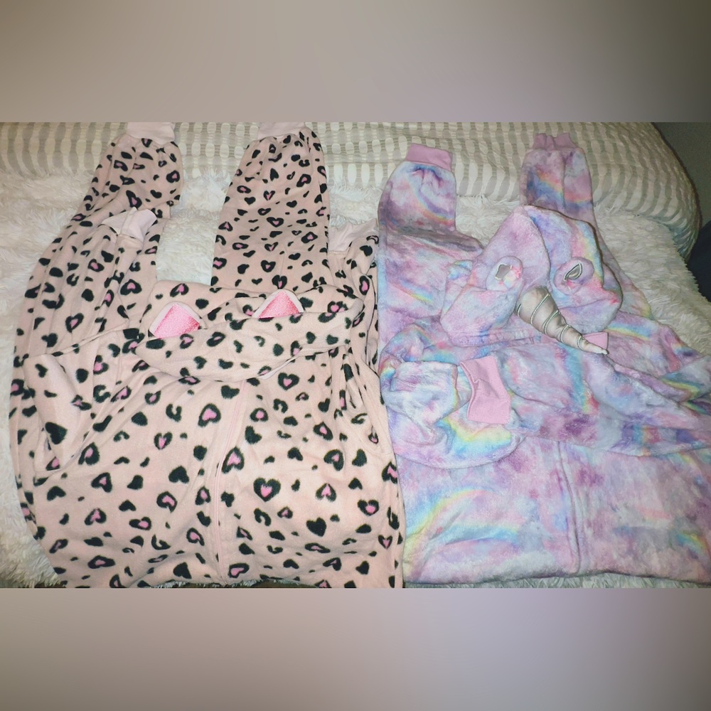 2 Pieces Girls Hooded onsie pajamas